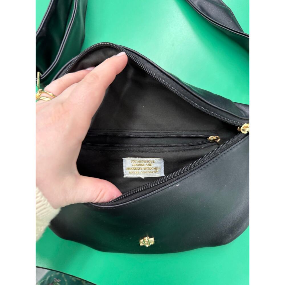 Simply Southern Black Faux Leather Crossbody Bag Purse Minimalist - Picture 2 of 4